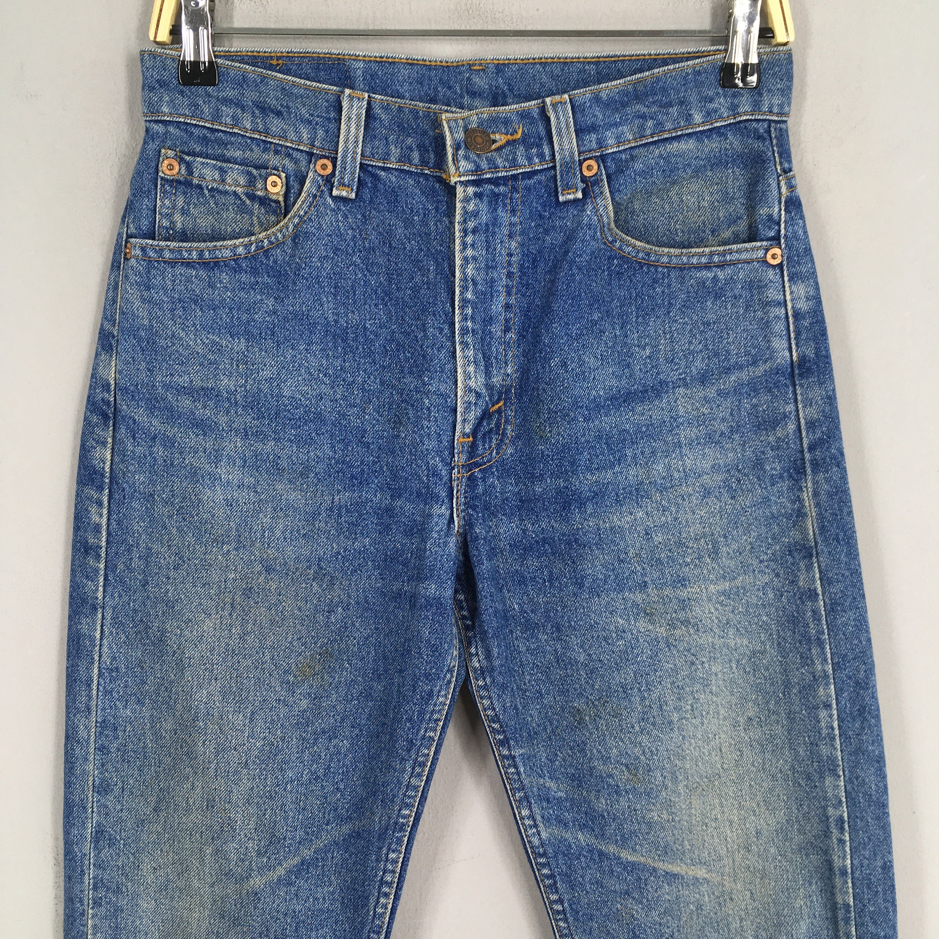 Size 28x29.5 Vintage Levi's 505 0217 Light Wash Zipper Jeans 1990s
