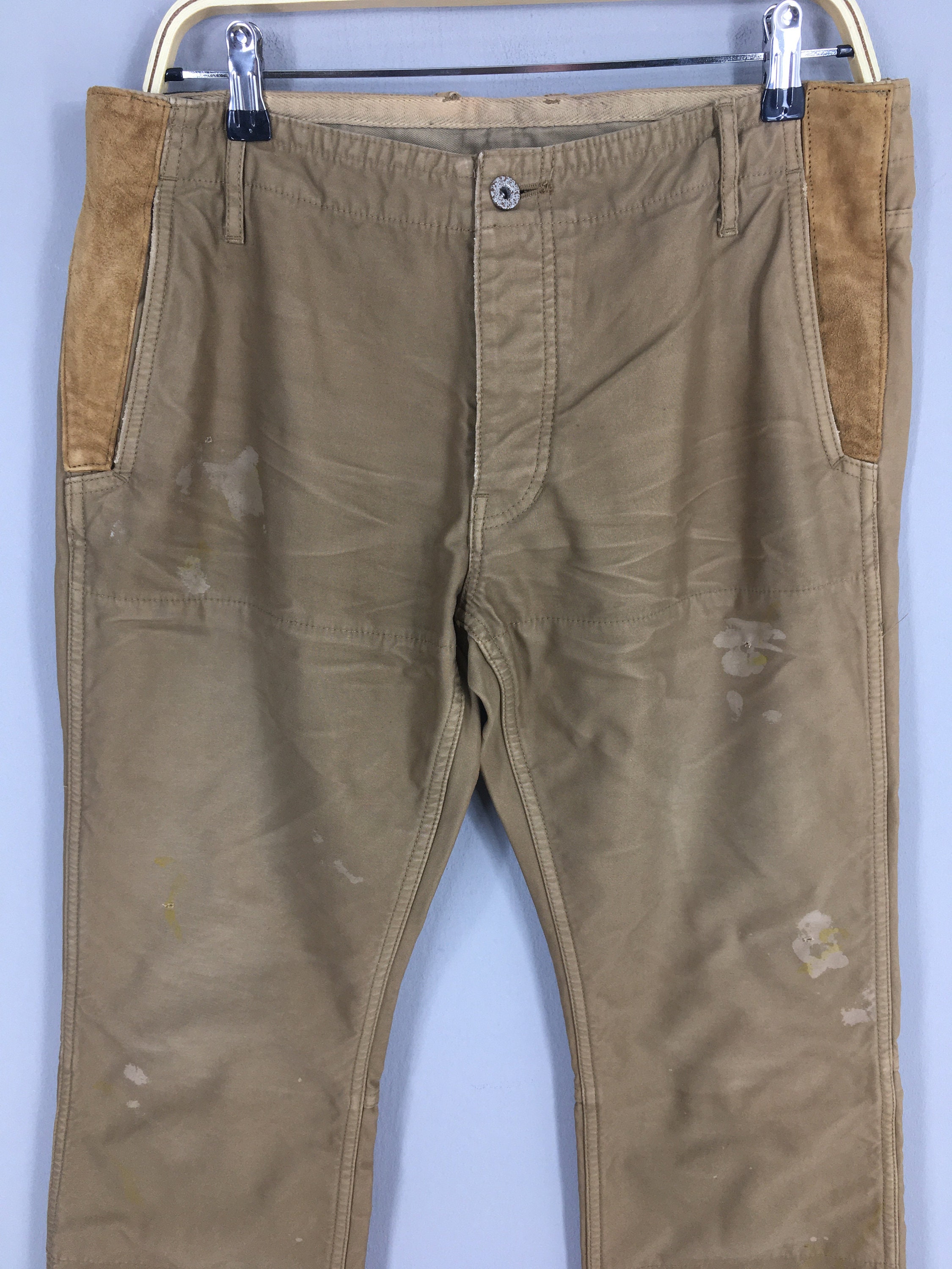 Size 32x34 Isamu Katayama Backlash Flared Denim With Leather