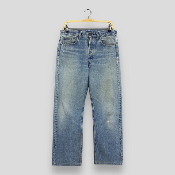 Size 32x28.5 Vintage 90s Levi's 501 Faded Blue Jeans Light Wash