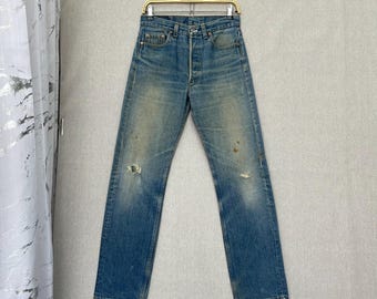 Size 28x29 Vintage Levis 501XX Big E LVC Japan Distressed Denim