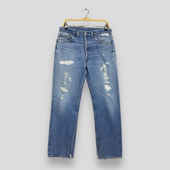 Size 31x29 Vintage 90s Levi's 501 Faded Blue Jean… - image 1