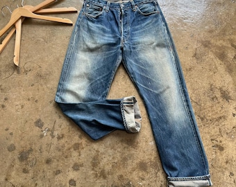 Size 28x29 Vintage Levis 501XX Big E LVC Japan Distressed Denim
