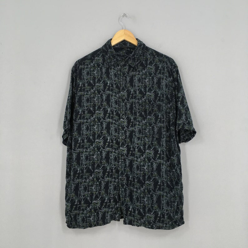 Vintage Bambo Floral Hawaiian Button Up Shirt Unisex Medium Vintage 90s Hawaii Summer Aloha Wear Rayon Oxford Shirt Size M