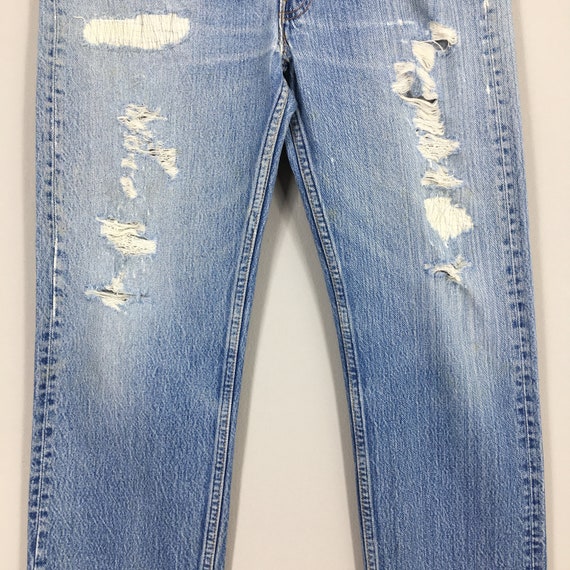 Size 31x29 Vintage 90s Levi's 501 Faded Blue Jean… - image 3