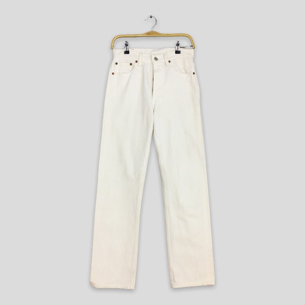 Size 27x29.5 Vintage Levis 501 Jeans White Straight Cut 90s Levi's Light Washed Denim Jeans Levi's Dirty Distressed Jeans Levis Button Jeans