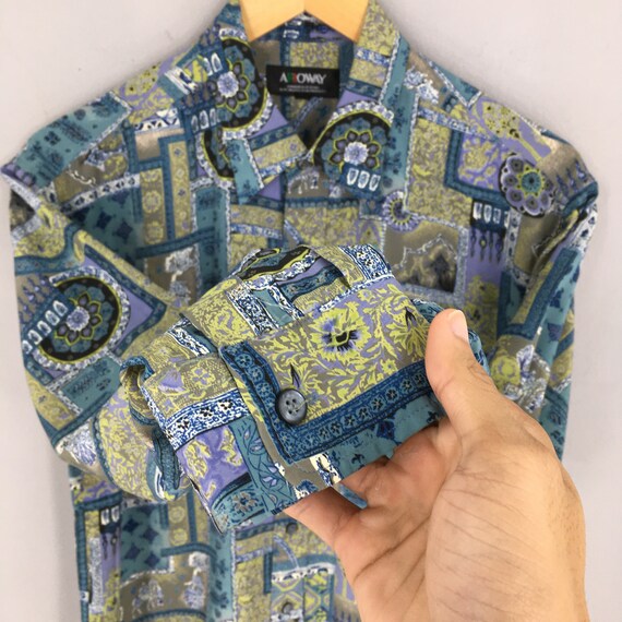 Vintage Baroque Renaissance Shirt Medium 90s Abst… - image 5