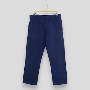 Size 35x29 Vintage 80s Sanfor Frenchwork Pants Blue French Workers Utility Cotton Pants 1970s French Moleskin Trouser Military European W35
