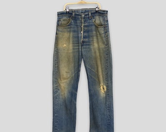Size 32x30 Vintage 80s Levi's 501XX Distressed Ripped Jeans Stonewash Levi's Faded Dirty Denim Levi's 501 Light Wash Levi's Usa Jeans W32