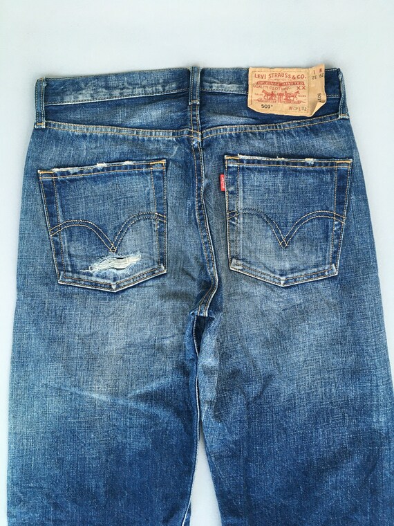 Size 28x31.5 Vintage Levis 501 Dark 