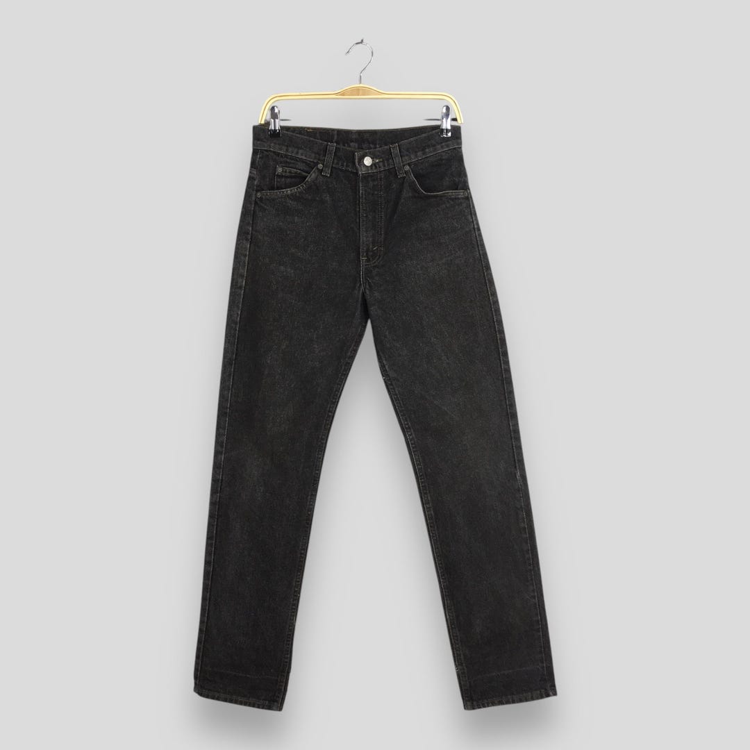 Size 28x31.5 Vintage Levi's 505 Stone Washed Black Jeans Faded