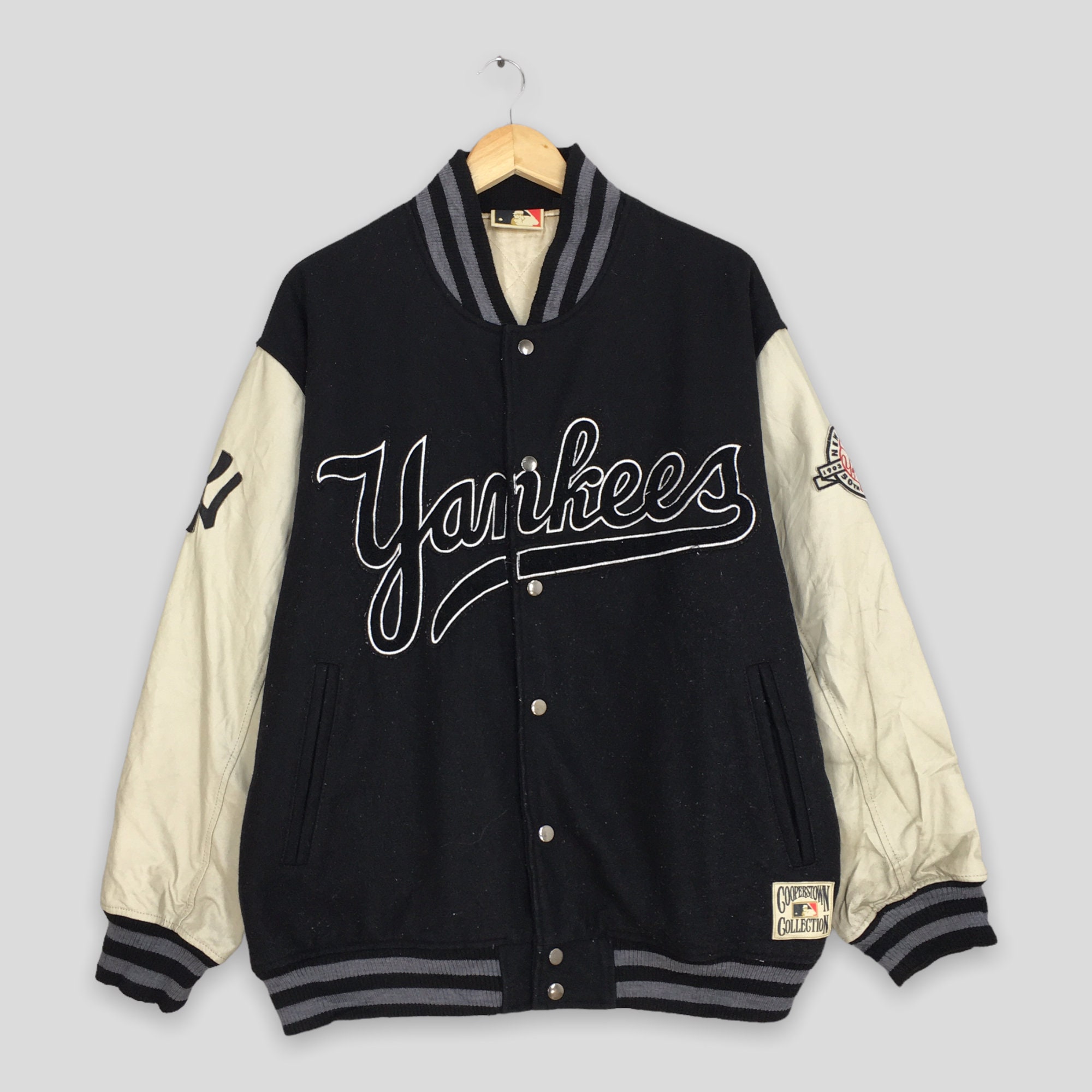 Vintage NY Yankees Mlb Varsity Wool Leather Jacket Large -  Israel