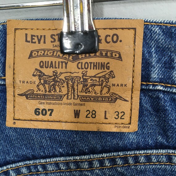 Size 28x30 Vintage Levi's 607 Dark Blue Jeans Str… - image 10