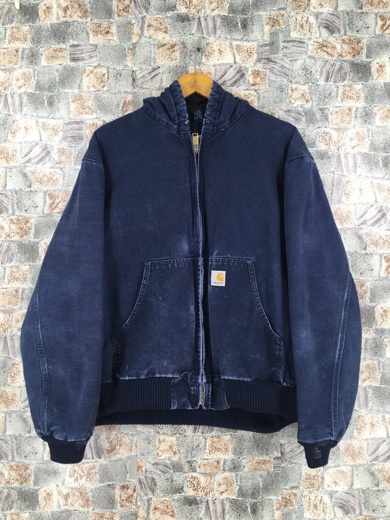 Carhartt Chore Denim Jacket Hoodie Large Vintage 8