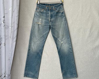 Size 26x28 Vintage Levi's 501 Faded Dirty Blue Jeans 1980s Levi's