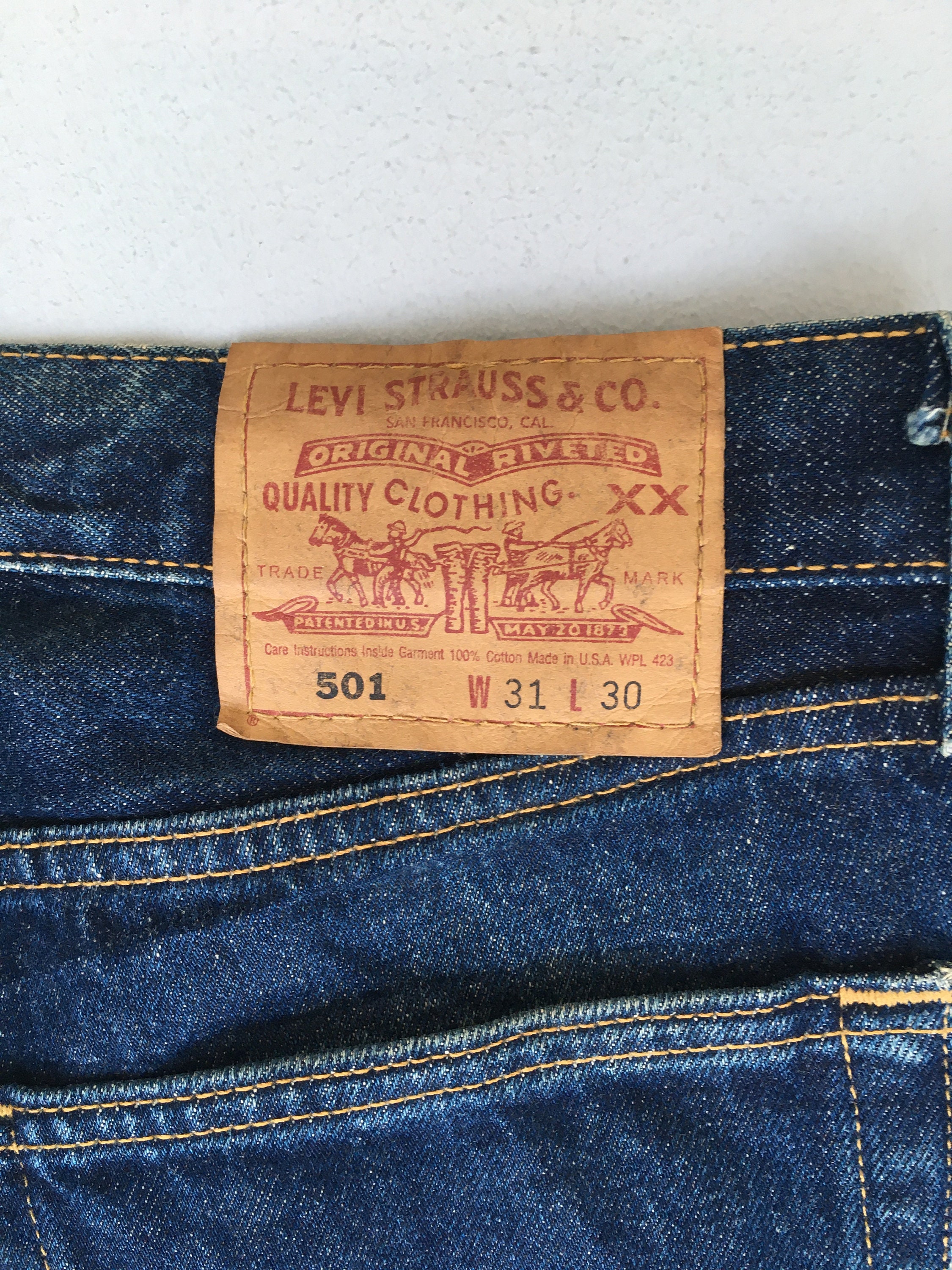 Size 30x30 Vintage Levis 501 Indigo Blue Jeans Stone Washed Jeans
