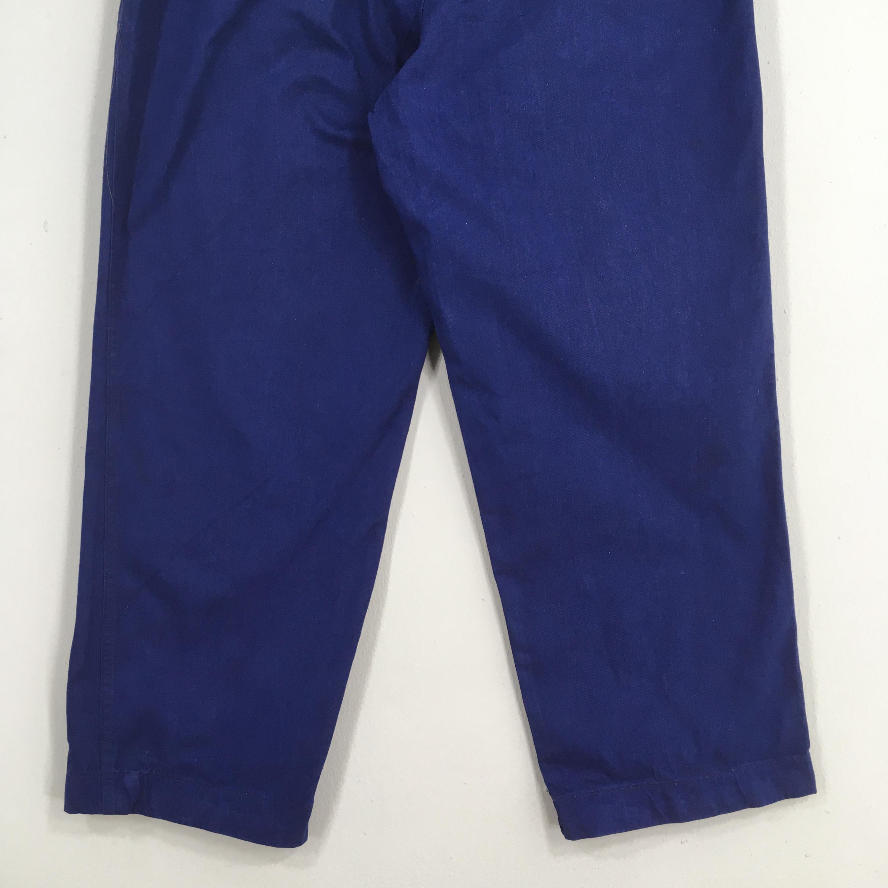 Size 33x26.5 Vintage 1960s French Work Pants Cotton Chore Blue