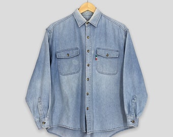 Vintage Gianni Valentino Denim Jeans Shirt Medium 90s Gianni Valentino Jeans Oxfords Valentino Designer Denim Buttondown Shirt Size M
