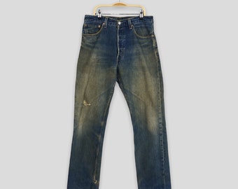 Size 30x31 Vintage 90s Levi's 501 Faded Blue Jeans Distressed