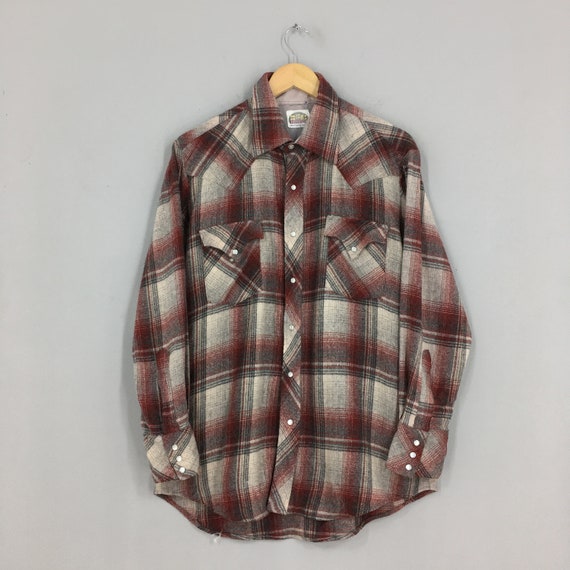 Vintage 80s Miller Western Flannel Checked Boho Wool Shirt Large