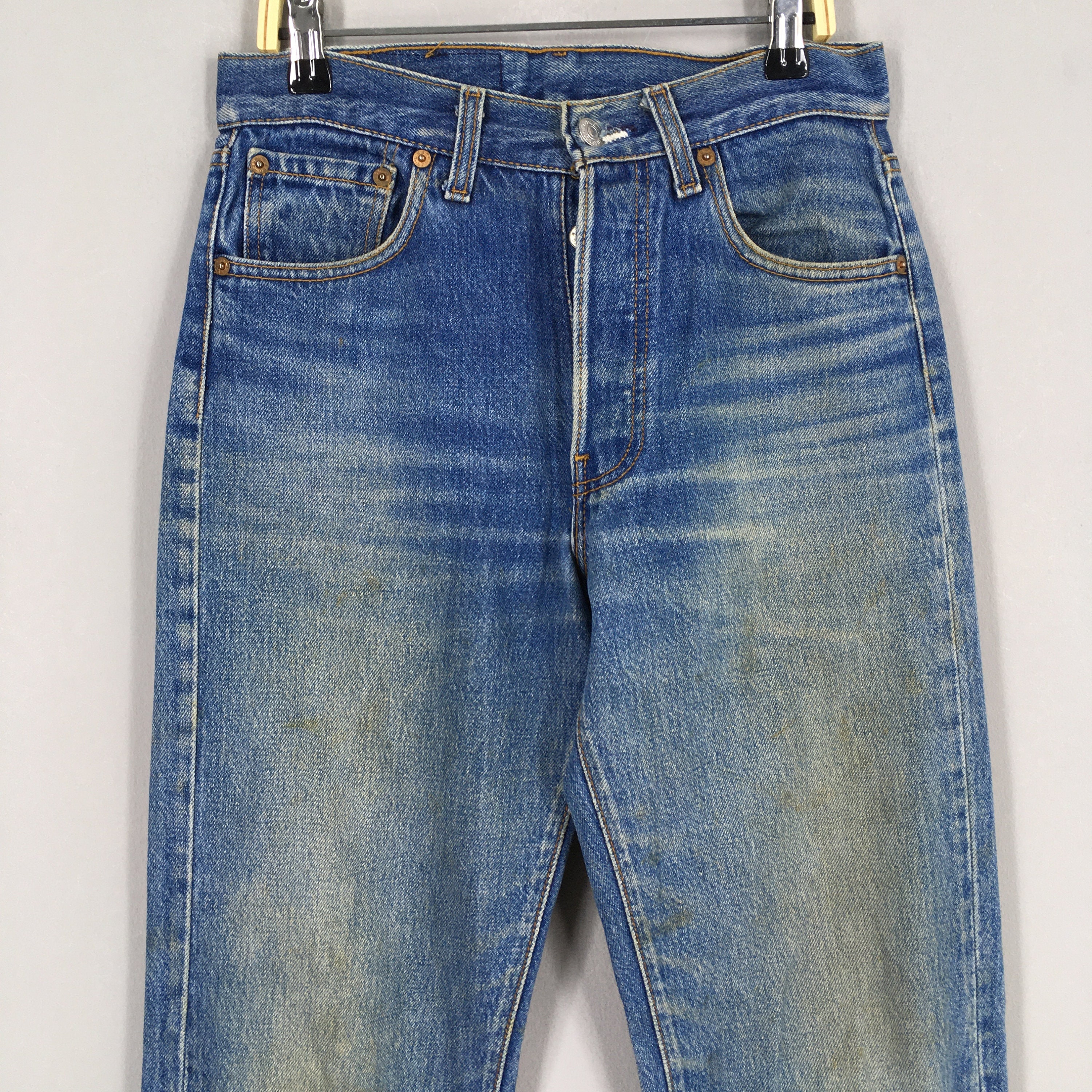 Size 27x30 Vintage 90s Levi's 501 Faded Blue Jeans Light Wash