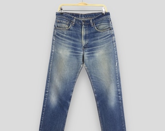 Maat 32 x 27 vintage jaren 90 Levi's 505 stone wash blauwe jeans vervaagde Levi's straight leg jeans Levi's 505 denim rits denim Levi's unisex jeans W32
