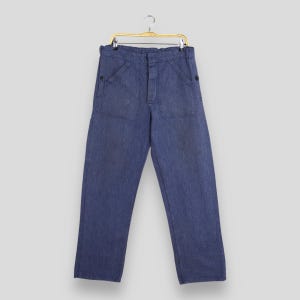 Size 34x31 Vintage 1980s Sanfor French Workwear Pants Cotton Twill Denim Workers Pants Frenchwork Sanforized 60s Multi Pocket Trouser W34