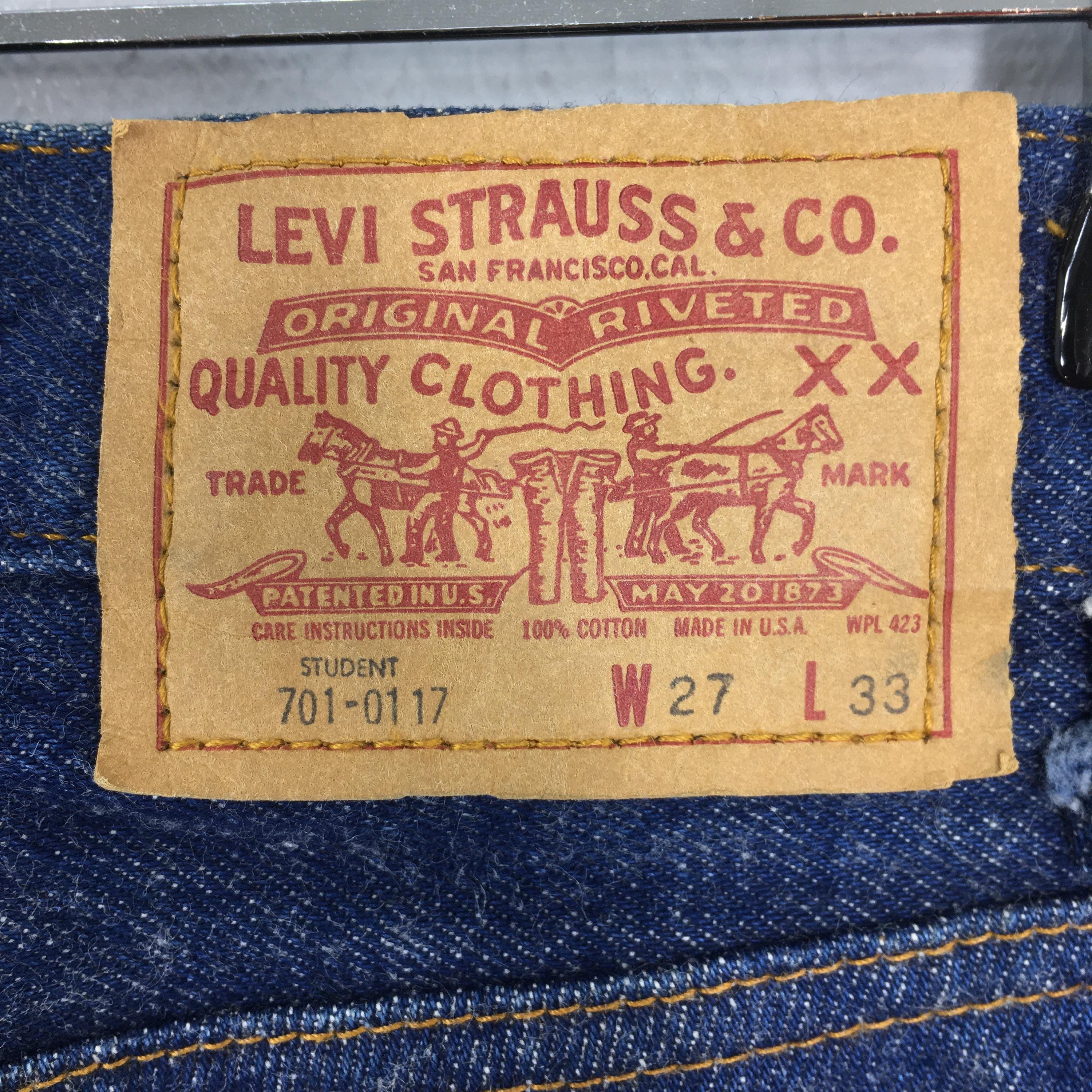 Size 25x29 Vintage 90s Levis 701-0117 Student Dark Blue Jeans