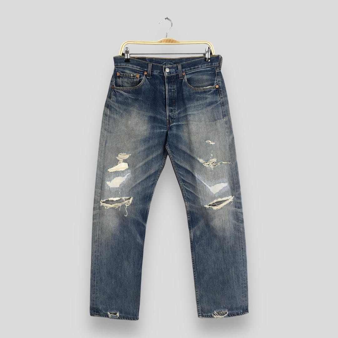 Size 30x29 Vintage 90s Levi's 501 Faded Blue Jeans Light Wash Levi's ...