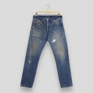 Size 30x29.5 Vintage 90s Levi&#39;s 501 Faded Dirty Blue Jeans Levi&#39;s Straight Leg Jeans Levis 501 Button Fly Unisex Levi&#39;s Distressed Denim W30
