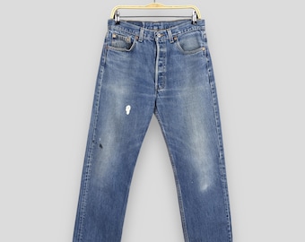 Size 30x27 Vintage 90s Levi's 501 Faded Blue Jeans Stone Washed Levi's Straight Leg Jeans Levi's 501 Button Fly Denim Levi's Usa Jeans W30