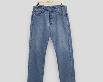 Size 34x32 Vintage 90s Levi's 501 Light Washed Jeans Levi's Straight Cut Jeans Levis 501 Button Fly Denim Levi's Unisex Distressed Denim W34