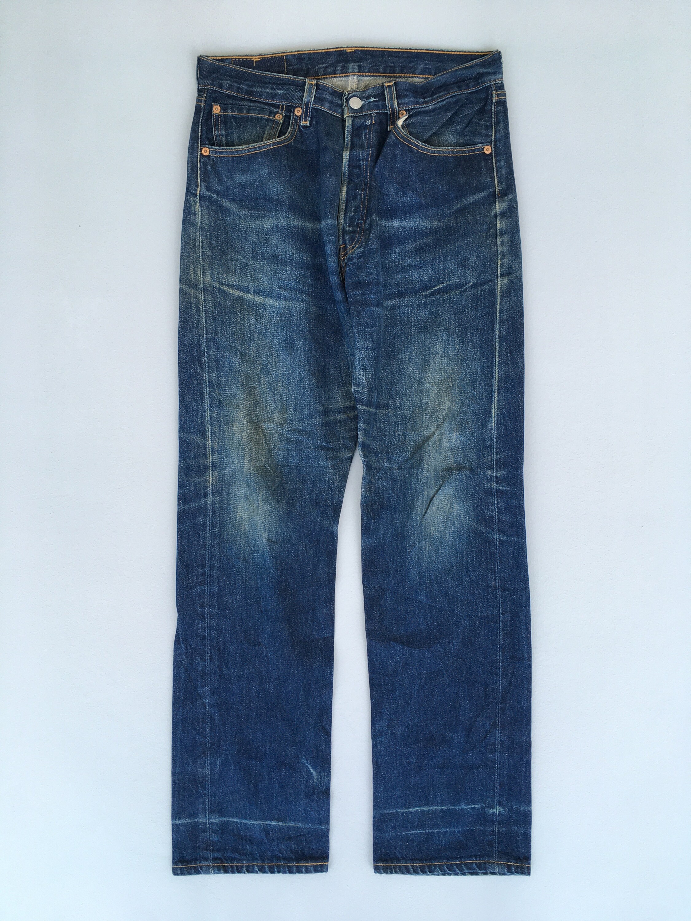 Size 30x30 Vintage Levis 501 Indigo Blue Jeans Stone Washed Jeans