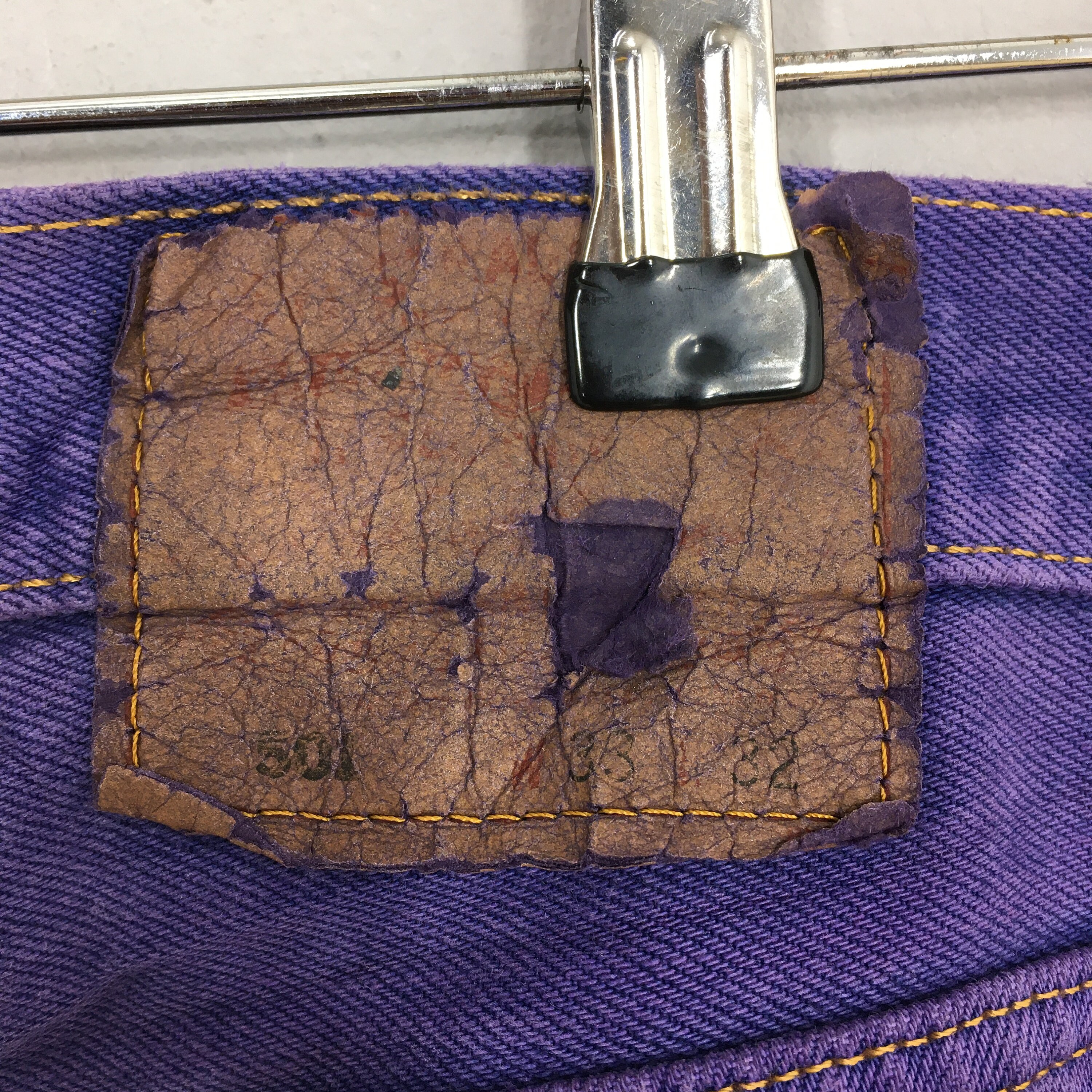 Size 32x27 Vintage 90s Levi's 501 Purple Overdyed Jeans Size 32x27 Vintage 90s Levi's 501 Purple Overdyed Jeans