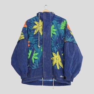 Vintage Ellesse Italy Bomber Ski Wear Hoodie Jacket Medium Goldwin Retro Suit Winter Jumpsuit Floral Artwork Jacket Skiing Snow Gear Size M