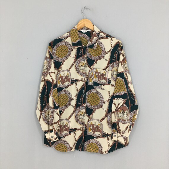 Vintage Novelty Baroque Destrier Luxury Shirt Med… - image 1