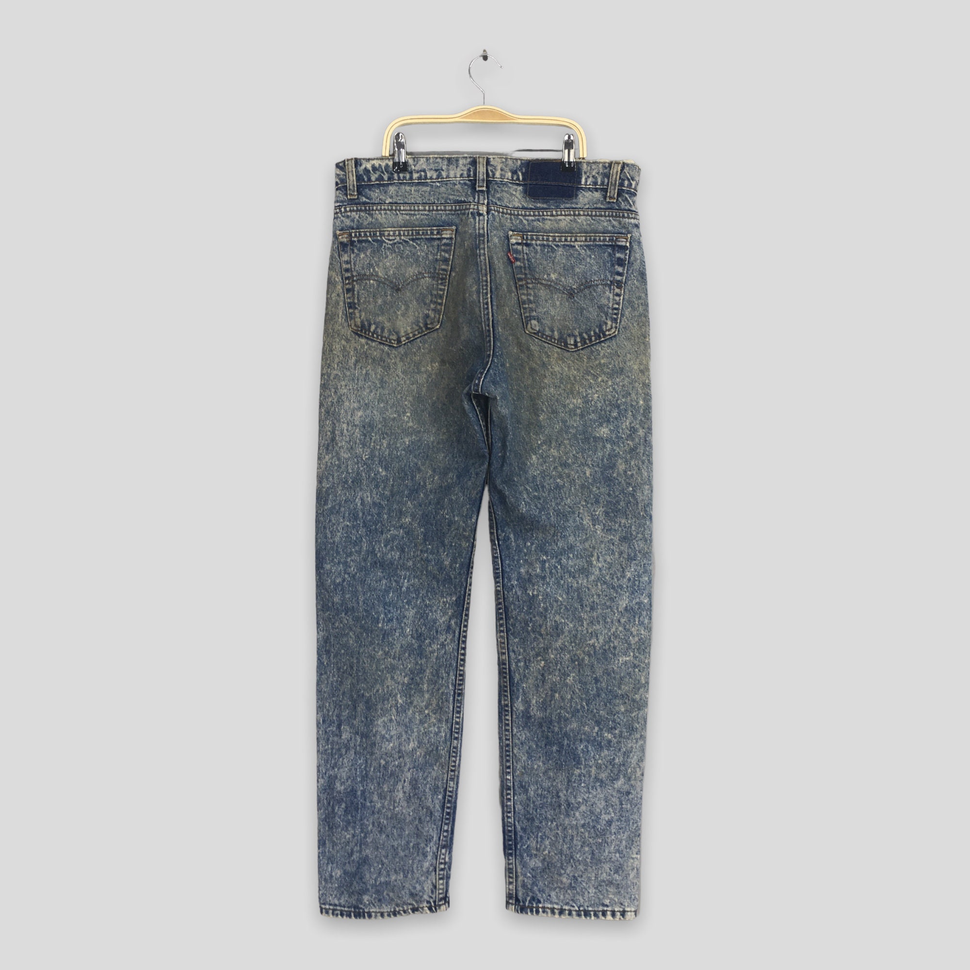 Size 33x31.5 Vintage 80s Levi's 505 Faded Blue Jeans Acid Washed