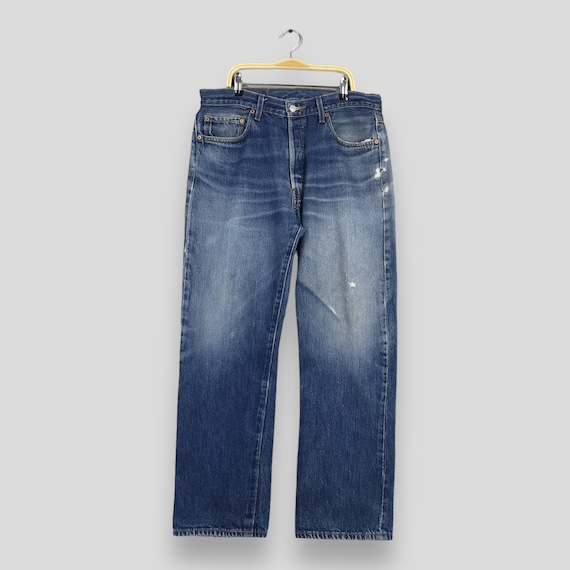 Size 32x28.5 Vintage 90s Levi's 501 Faded Blue Jeans Light Wash