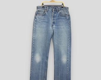 Größe 32x28.5 Vintage 90er Jahre Levi's 501 Faded Blue Jeans Helle Wasch Levi's Straight Cut Jeans Levi's 501 Button Fly Denim Levi's USA Jeans W32