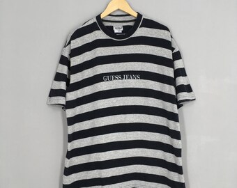 guess striped shirt black and white