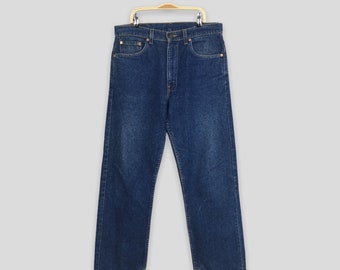 Talla 32x30 Vintage Levis 505 Vaqueros azules de cintura alta Levis de los años 90 Vaqueros de corte regular Levis 505 Vaqueros desgastados con cremallera Levis de tiro alto W32