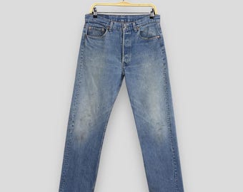 Size 31x30 Vintage 90s Levi's 501 Faded Blue Jeans Light Wash Levi's Straight Cut Jeans Levi's 501 Button Fly Denim Levi's Usa Jeans W31