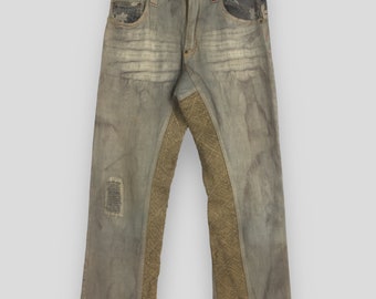 Taille 29 X 32 Jean japonais Sukajan broderie Japon Couture Harajuku mode denim noir vintage Karakuri sous-culture japonaise coupe droite W29