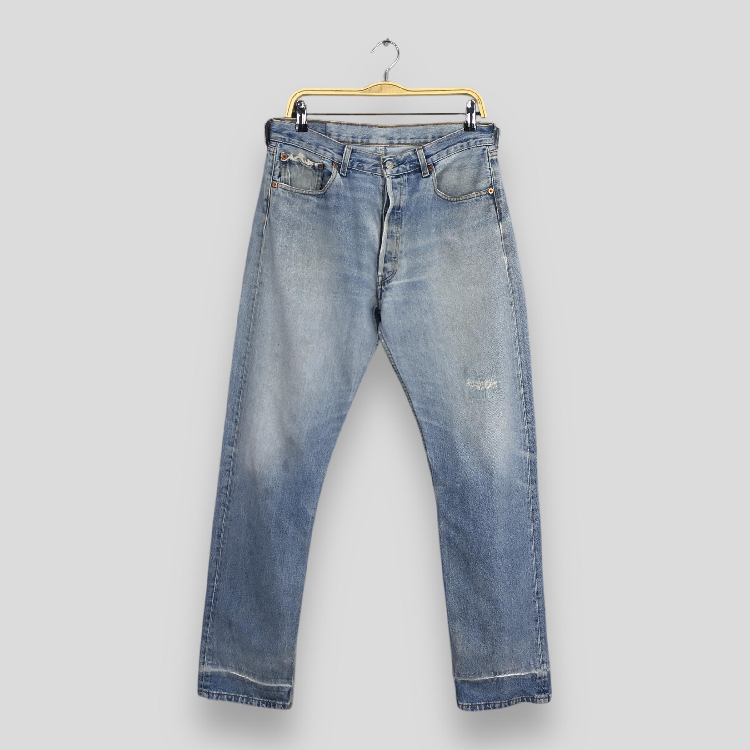 Size 30x32 Vintage 90s Levi's 501 Distressed Blue Jeans Faded
