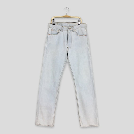 Size 28x30 Vintage 90s Levi's 501 Faded Pale Blue… - image 1