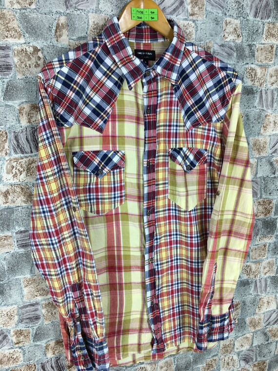 Vintage Flannel Rebuild Shirt Large Plaid Shadow Checkered | Etsy