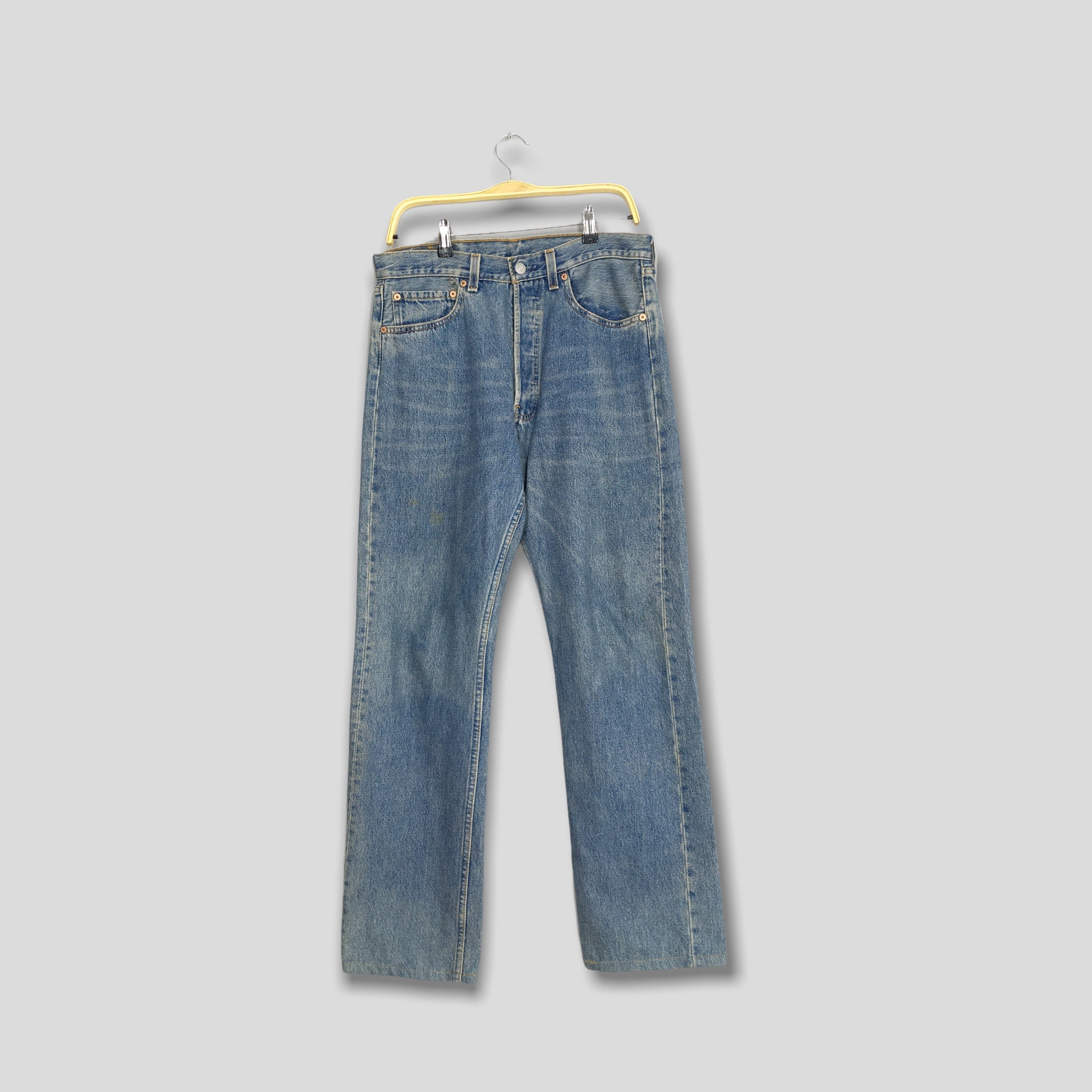 Size 32x31 Vintage 90s Levi's 501 Dirty Blue Jeans High Rise Denim