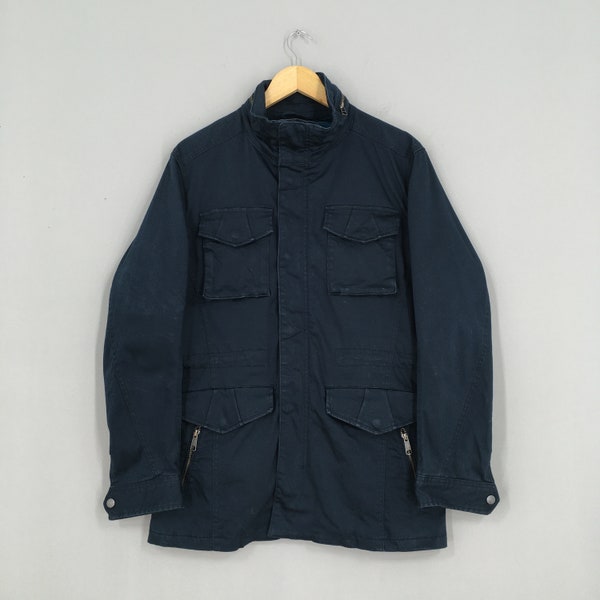 Vintage M65 Military Field Work Jacket Jeans Large Workwear Blue Coat Barn Field Denim Union Made M-65 Field Jacket Size L