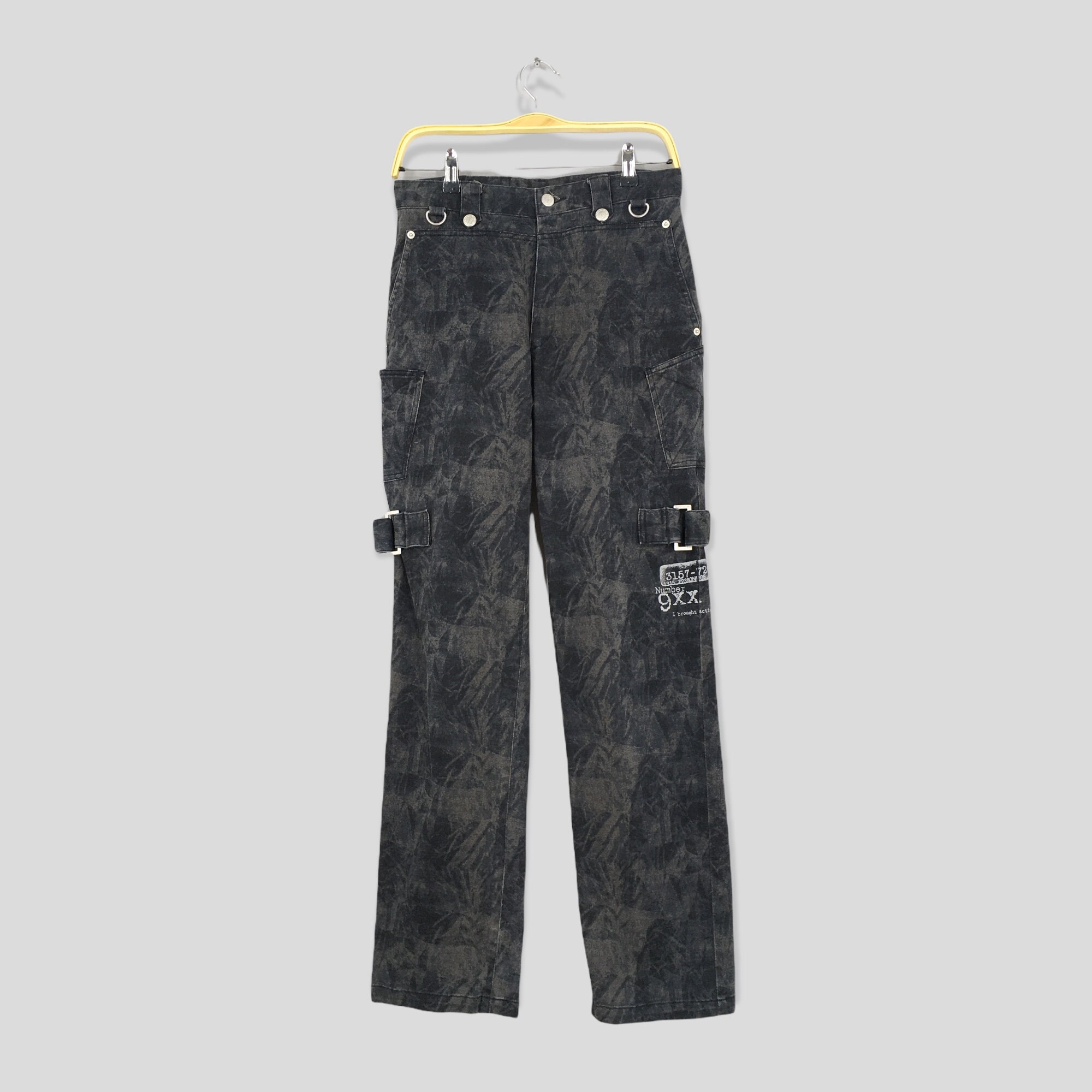 Size 29x31 Slash Number Cargo Pants Bondage Acid Wash Faded Size 29x31 Slash Number Cargo Pants Bondage Acid Wash Faded