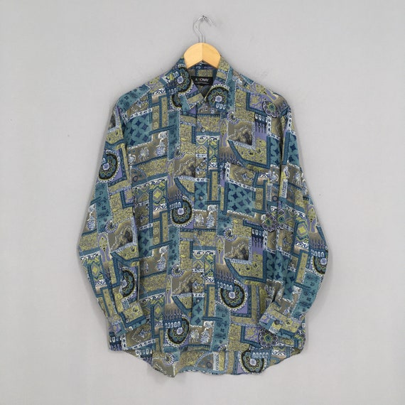 Vintage Baroque Renaissance Shirt Medium 90s Abst… - image 1