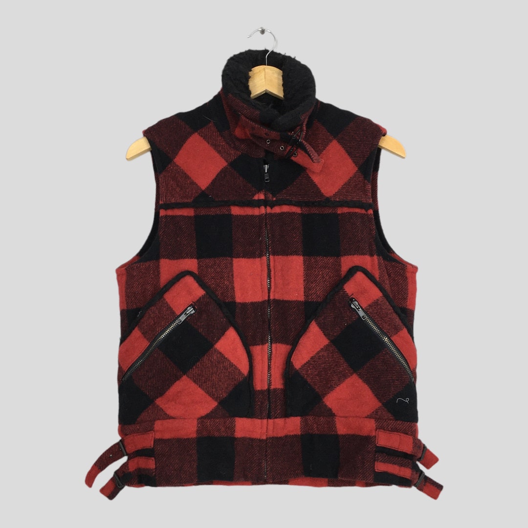 Vintage Rags Mcgregor Checkered Plaid Tartan Wool Sherpa Vest Jacket ...